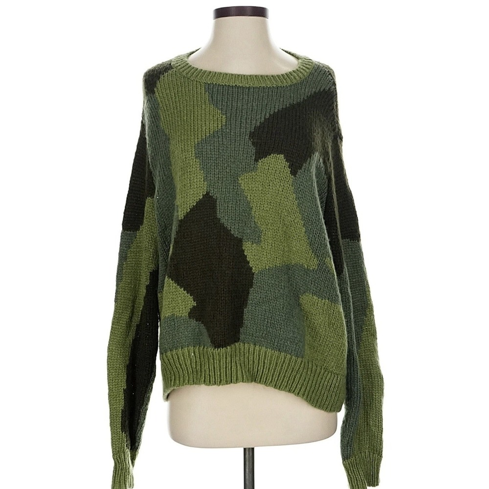 Wooden Ships Camo Crewneck Sweater‎ Light Loose Knit Wool Mohair Womens S/M